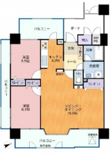 広島市西区観音町、マンションの間取り画像です