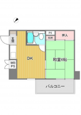 広島市中区土橋町、マンションの間取り画像です