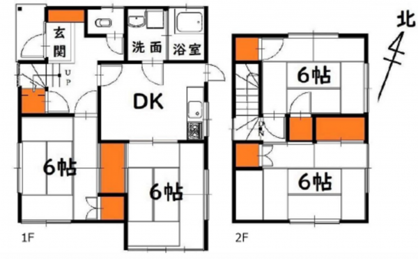 広島市東区中山上、中古一戸建ての間取り画像です