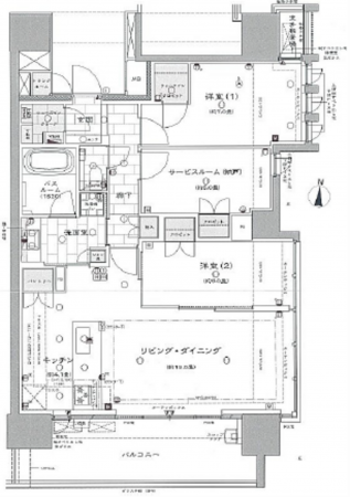 広島市西区横川新町、マンションの間取り画像です