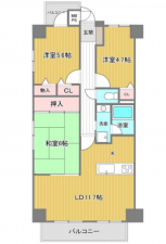 広島市東区上温品、マンションの間取り画像です
