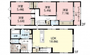 広島市西区井口、新築一戸建ての間取り画像です