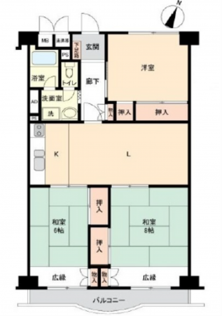 広島市東区光町、収益物件/マンションの間取り画像です
