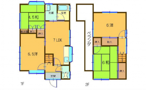 広島市東区馬木、中古一戸建ての間取り画像です