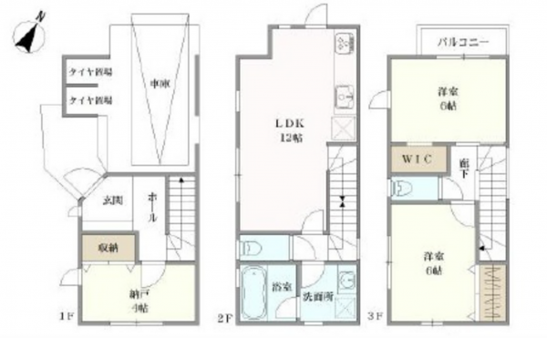 広島市中区江波本町、新築一戸建ての間取り画像です
