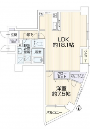 広島市中区田中町、マンションの間取り画像です