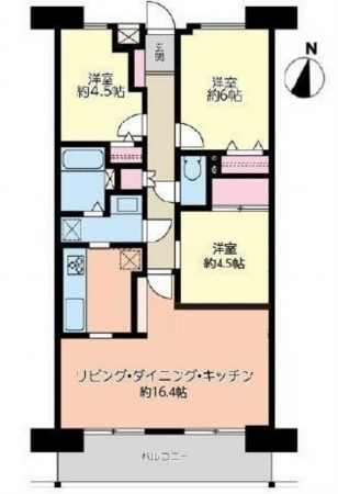 広島市西区草津南、マンションの間取り画像です