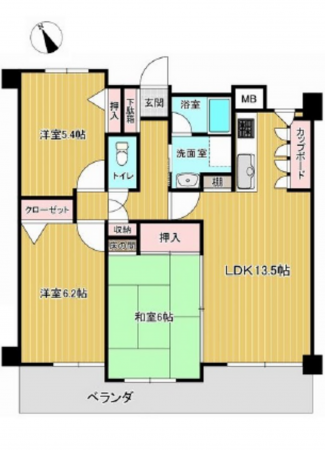 広島市東区戸坂出江、マンションの間取り画像です