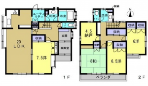 広島市西区井口台、中古一戸建ての間取り画像です