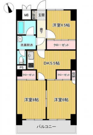 広島市西区観音本町、収益物件/マンションの間取り画像です