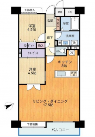 広島市中区猫屋町、マンションの間取り画像です