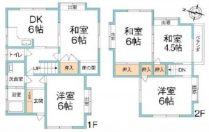 広島市東区牛田東、中古一戸建ての間取り画像です