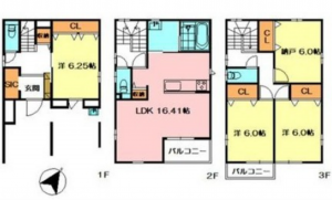 広島市南区旭、新築一戸建ての間取り画像です