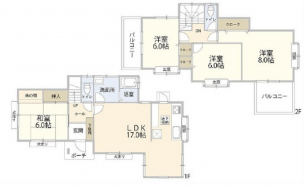広島市東区福田、中古一戸建ての間取り画像です