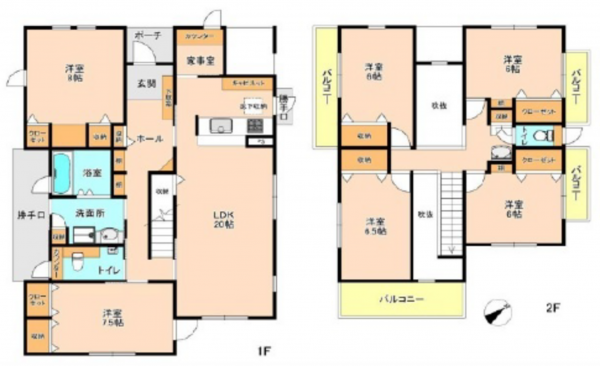 広島市西区庚午北、中古一戸建ての間取り画像です