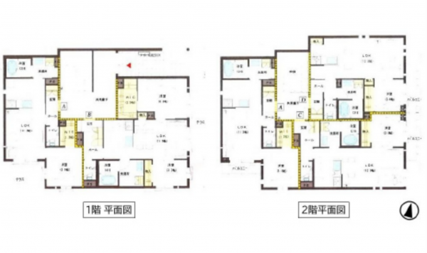 広島市東区牛田旭、収益物件/アパートの間取り画像です