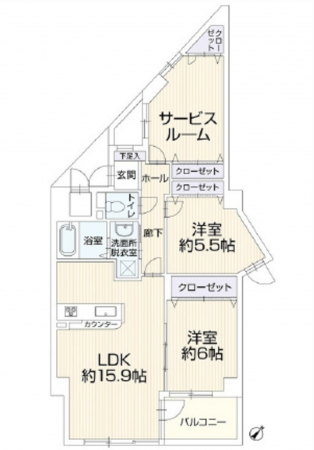 広島市中区江波南、マンションの間取り画像です