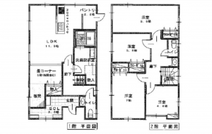 広島市西区己斐上、中古一戸建ての間取り画像です