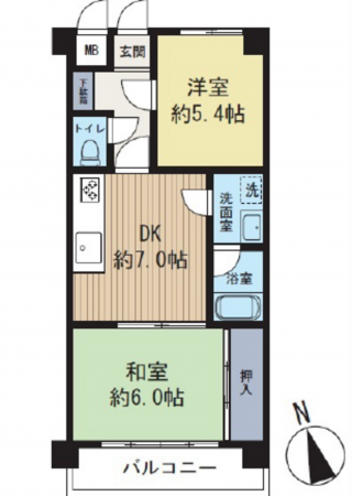 広島市中区吉島東、マンションの間取り画像です