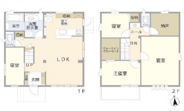 広島市東区牛田東、中古一戸建ての間取り画像です