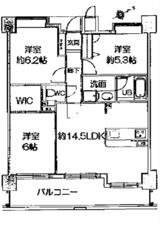 広島市西区南観音、マンションの間取り画像です