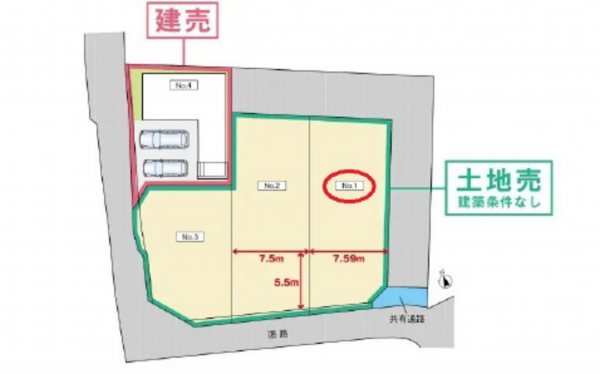 広島市東区牛田旭、土地の間取り画像です