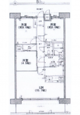 広島市西区田方、マンションの間取り画像です