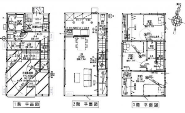 広島市中区江波二本松、新築一戸建ての間取り画像です