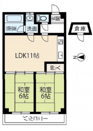 広島市南区東雲、マンションの間取り画像です