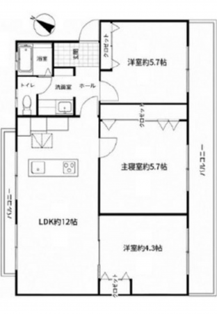 広島市西区田方、マンションの間取り画像です