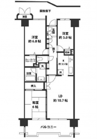 広島市西区竜王町、マンションの間取り画像です