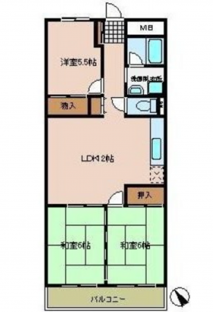 広島市西区南観音、マンションの間取り画像です