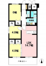 広島市中区中町、マンションの間取り画像です