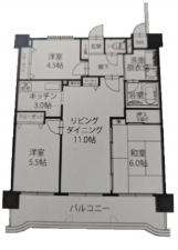 広島市中区加古町、マンションの間取り画像です