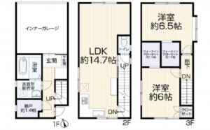 広島市西区庚午中、中古一戸建ての間取り画像です