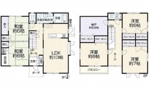 広島市南区仁保南、中古一戸建ての間取り画像です