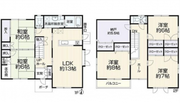 広島市南区仁保南、中古一戸建ての間取り画像です