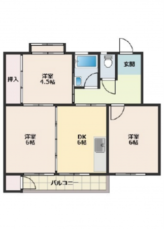広島市西区井口鈴が台、マンションの間取り画像です