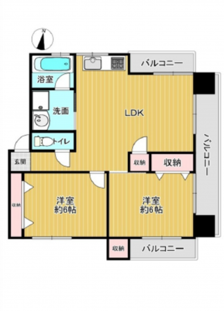 広島市中区大手町、マンションの間取り画像です