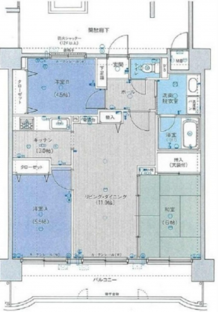 広島市中区加古町、マンションの間取り画像です