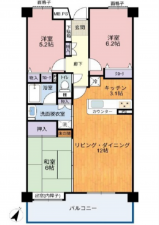 広島市東区山根町、マンションの間取り画像です