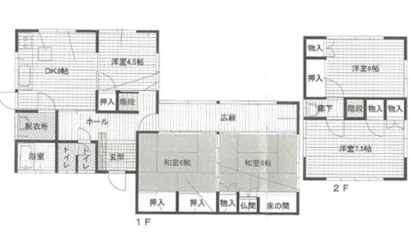 広島市東区福田、中古一戸建ての間取り画像です