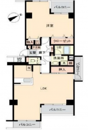 広島市中区江波南、マンションの間取り画像です