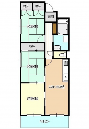 広島市東区牛田東、マンションの間取り画像です