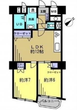 広島市東区光町、マンションの間取り画像です