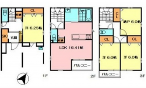 広島市南区旭、新築一戸建ての間取り画像です