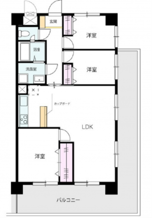 広島市西区古江上、マンションの間取り画像です
