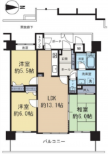 広島市西区井口台、マンションの間取り画像です