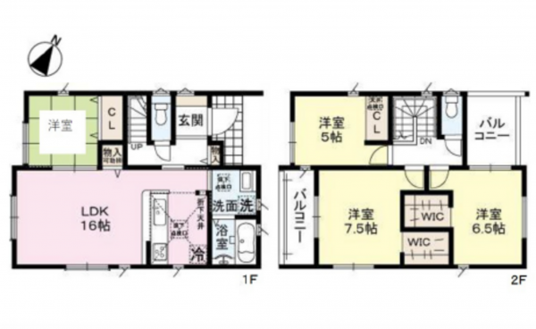 広島市東区戸坂くるめ木、新築一戸建ての間取り画像です