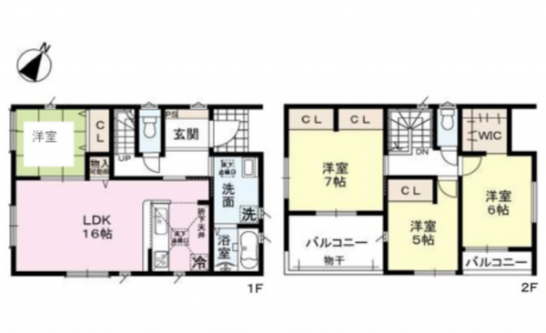 広島市東区戸坂くるめ木、新築一戸建ての間取り画像です